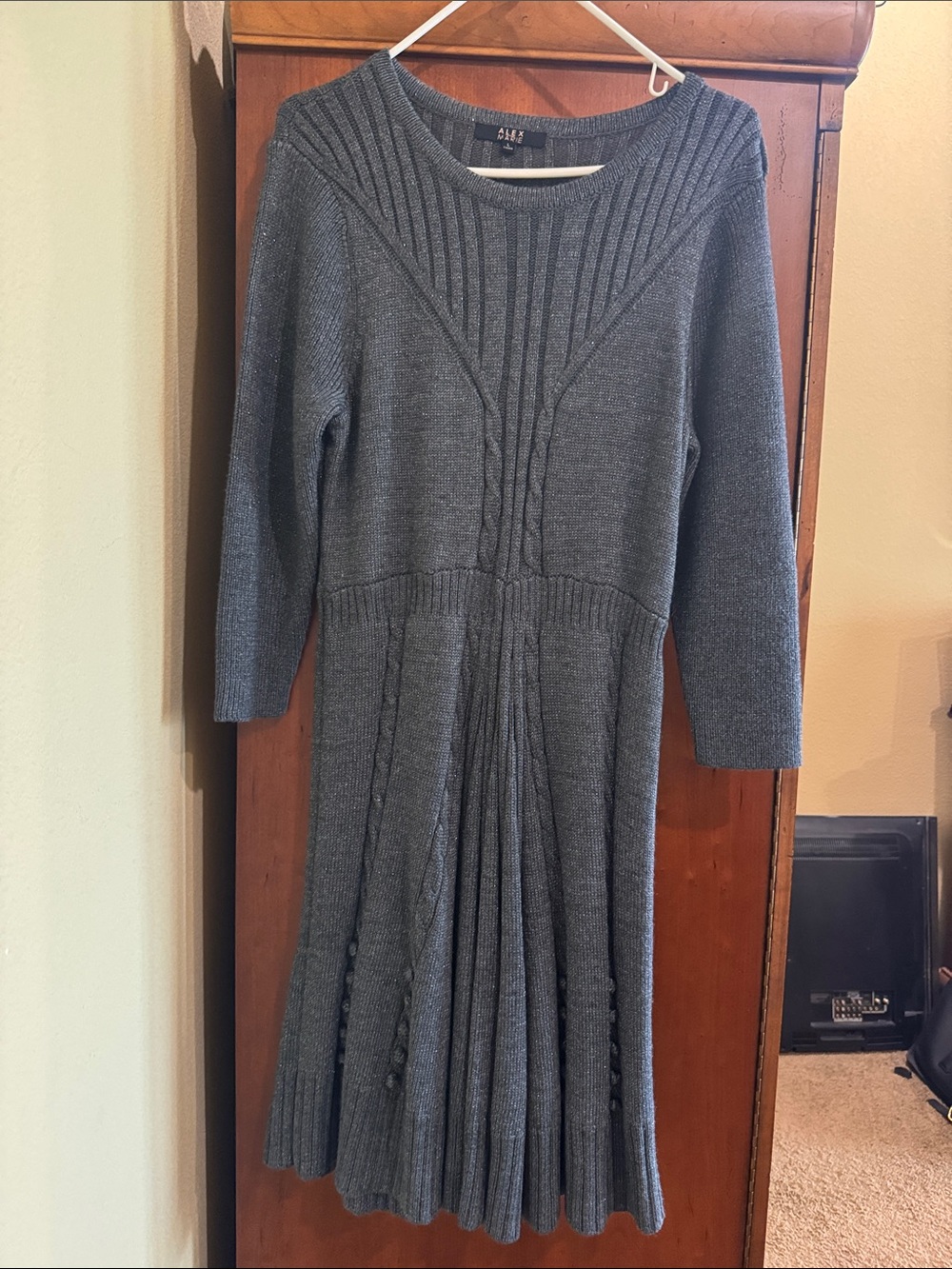 Alex Marie Sweater Dress with Sparkly Silver Threading